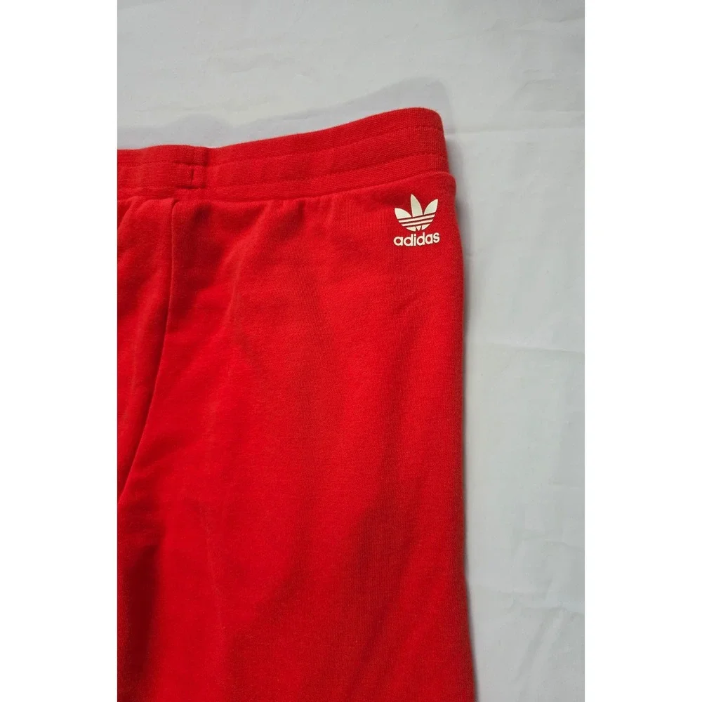 Adidas Originals Boys Red Trefoil Circle Logo Sweat Shorts Size Large 13-14Y